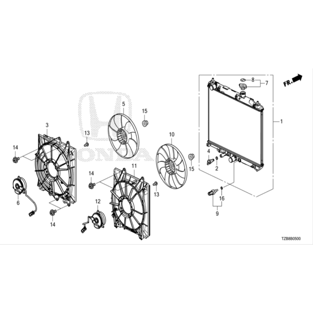 【明水自動車】 HONDA 原廠部品 FIT4 水箱 風扇