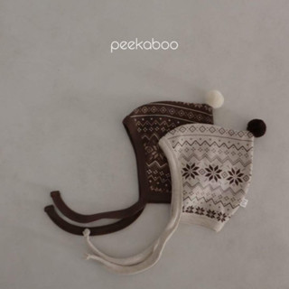 Peekaboo 雪花絨球帽《現+預》｜冬天帽子 寶寶 新生兒 嬰兒帽 寶寶帽 兒童帽子 寶寶衣服 韓國童裝