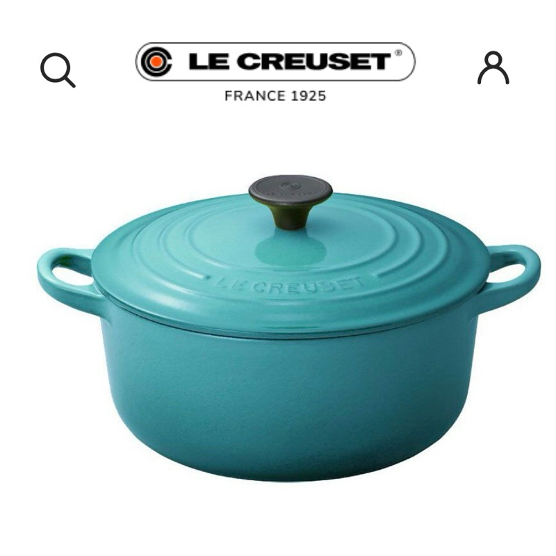 Le Creuset 琺瑯鑄鐵圓鍋 20cm(加勒比海藍) 賣場另有售LC花型陶瓷盤