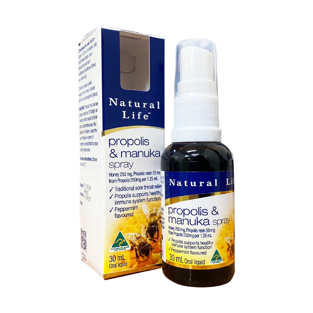 澳洲「Natural life」麥盧卡蜂膠噴霧30mL． 澳洲「Healthy Care」蜂膠滴劑 25mL．原裝正品