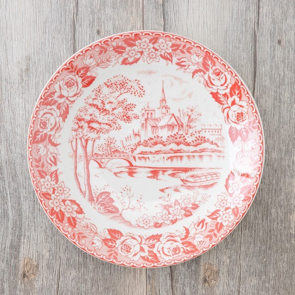 | 十煦 | ROYAL GARDEN 手繪花園蛋糕圓盤20cm 紅色日本製 餐盤英國下午茶古董
