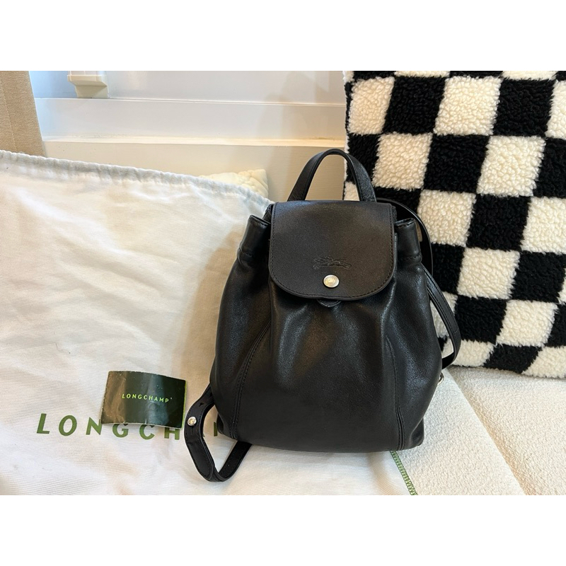 【二手】Longchamp 小羊皮後背包（黑）