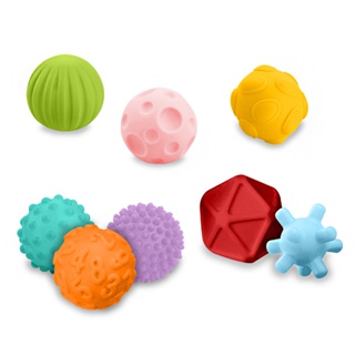 【Hi-toys】寶寶軟膠捏捏啾啾球/認知球/觸覺球/手抓按摩球8入組(洗澡玩具)