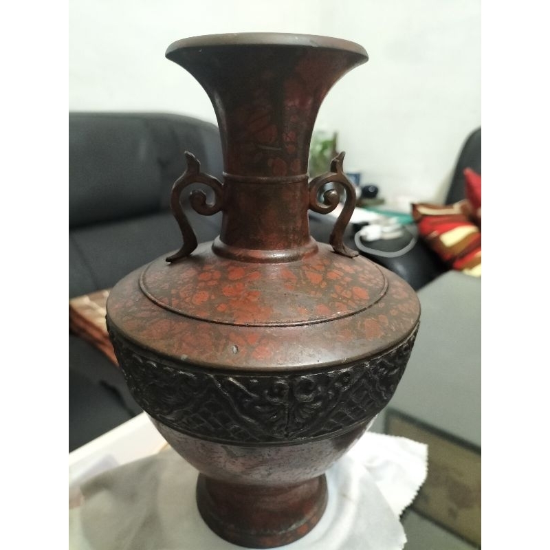 早期日本製木胎銅花器花瓶