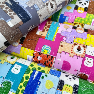 【大同布行】日本布 中厚棉布 牛津布 Q版 動物 適用於布包、抱枕、手作、桌巾、上衣、裙子、佈置、手提袋、布料