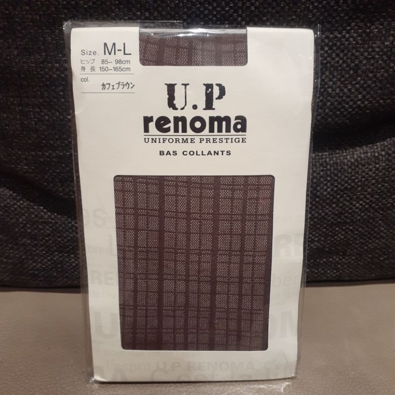【稀少特別款】日本製 U.P renoma淺咖啡色 經典方格紋褲襪 M~L 150～165適穿