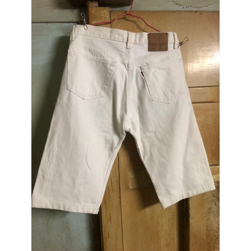 LEVIS Levi’s 501 正版排釦式美國製少見白色牛仔短褲