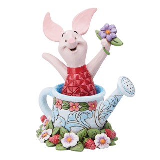 Enesco精品雕塑 Disney 迪士尼 小熊維尼 小豬待在澆水壺上居家擺飾 EN38204