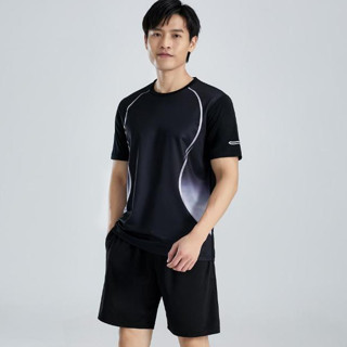 【即克運動】健身套裝 冰絲速幹T恤短褲 大碼寬鬆透氣運動服套裝 晨跑運動套裝 排球籃球比賽訓練服 男女同款 吸濕排汗