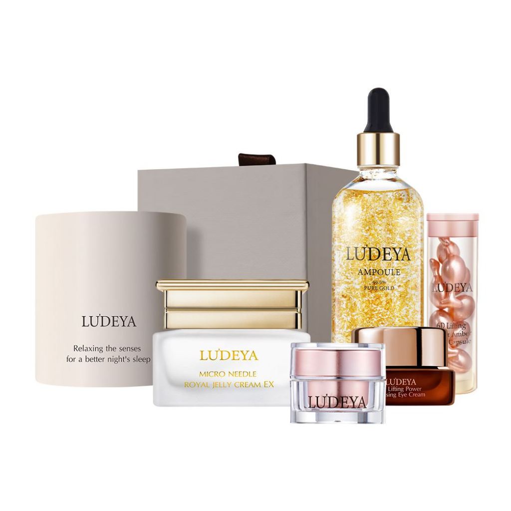 24K黃金微臻煥顏精露100ml【LUDEYA】 皇家蜂王無瑕微臻霜 金磚霜 香氛蠟燭 琥珀微臻逆齡緊緻膠囊