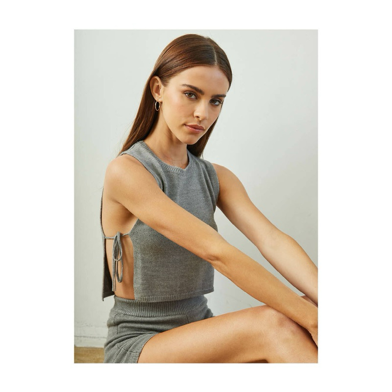 Nicole By NF Knit Tank with Side Ties 尺寸S 灰色 全新
