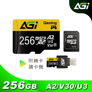 AGI亞奇雷 TF138 256GB MicroSDXC UHS-I A2 V30 三合一記憶卡 附Type C讀卡機