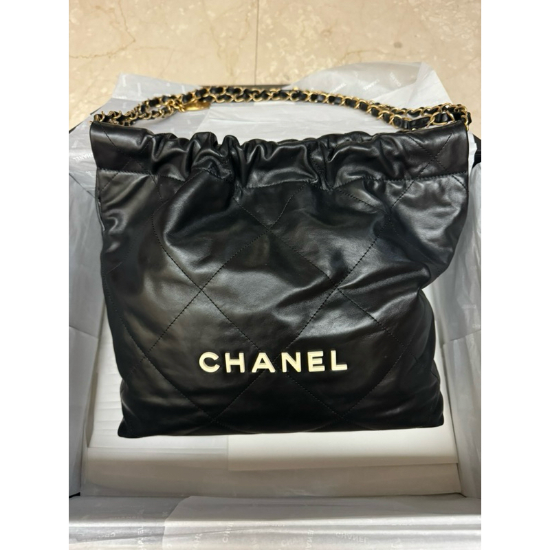 Chanel 22包 黑色白字 小號 台灣專櫃