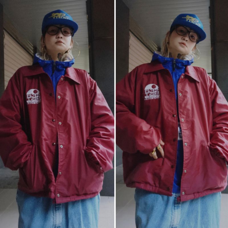 ✨車庫古著✨90’s 美式復古教練夾克 箭領 Coach Jacket 風衣外套 風衣 薄鋪棉 教練外套 老品 古著