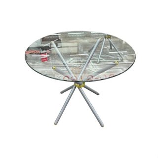【臺中優質2手傢俱館在宏品】中古 傢俱 家電 E1219W*玻璃圓桌* 摺合椅 會議桌 會議摺疊桌 辦公傢俱 辦公設備