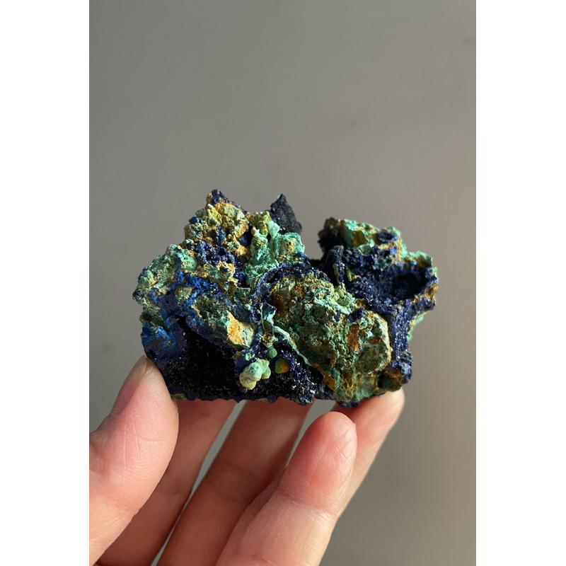 藍銅礦共生孔雀石原礦水晶礦石