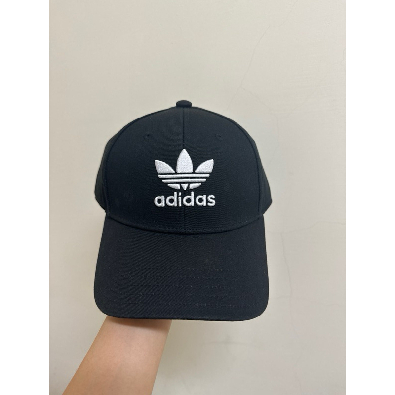 Adidas 三葉草logo鴨舌帽 黑白