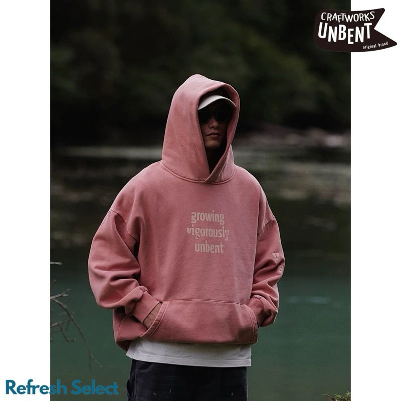 【Refresh】特價🔥粉色S  UNBENT 23AW Printed Batik 水洗 標語 帽T 衛衣