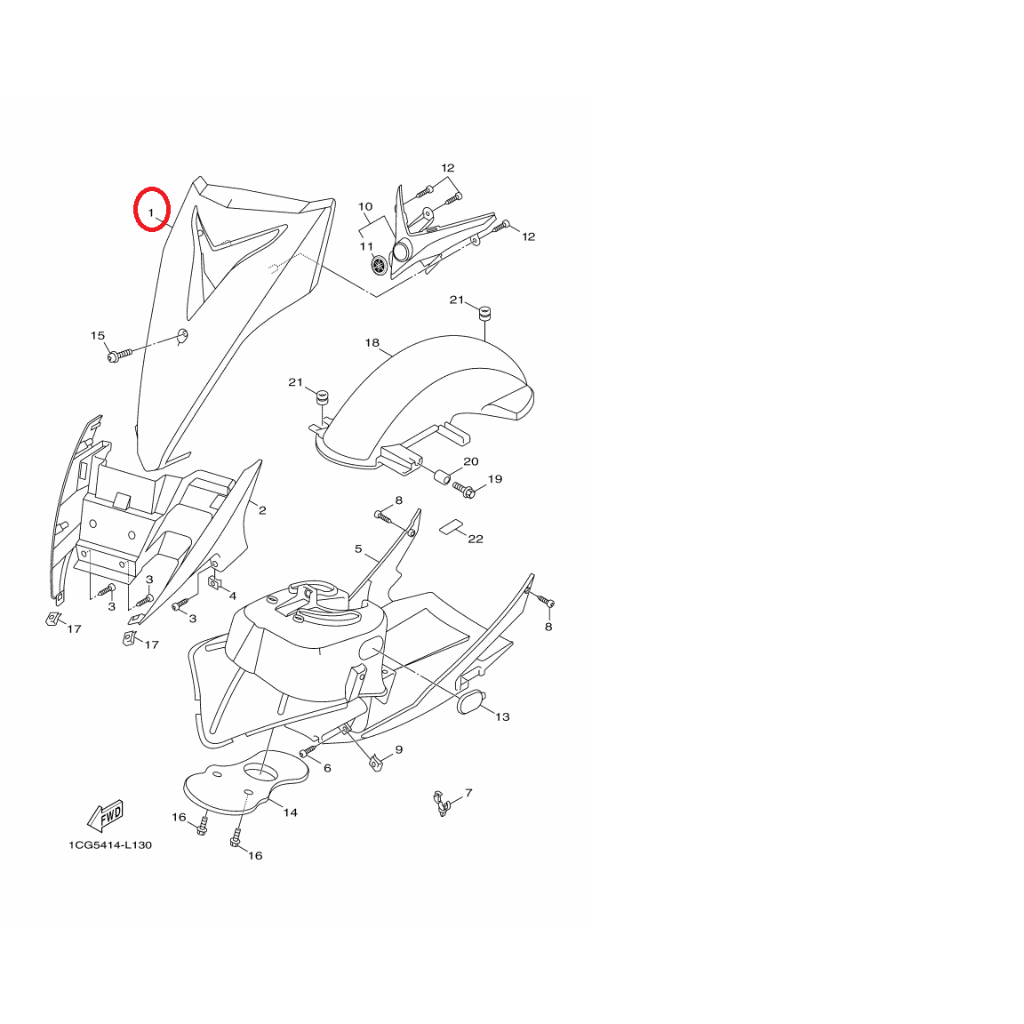 YAMAHA 原廠 RS ZERO 藍 面板 前擋泥蓋 料號：1CG-F1511-10-P4