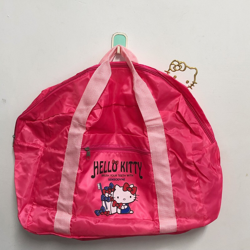 三麗鷗 Hellokitty 行李袋 凱蒂貓 手提袋 KT 袋子 粉紅色袋子 收納袋