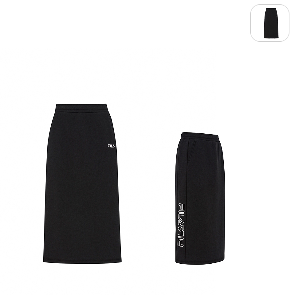【FILA】女性 運動下著 針織窄裙-黑色 5SKX-1469-BK