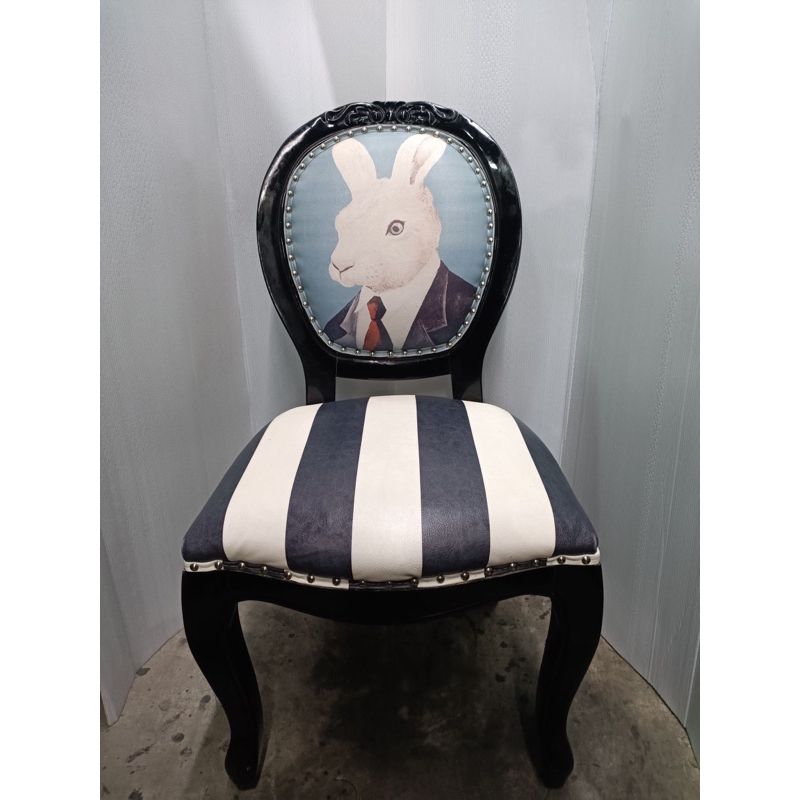 二手 兔子 條紋 皮革 單人椅