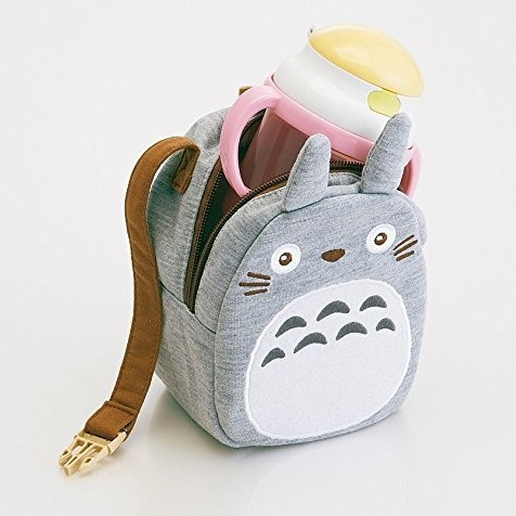 吉卜力 日本正品 造型 棉布 電繡 扣式 提袋  宮崎駿 龍貓 TOTORO 灰龍貓 拉鍊提袋 手提袋 收納包 野餐袋