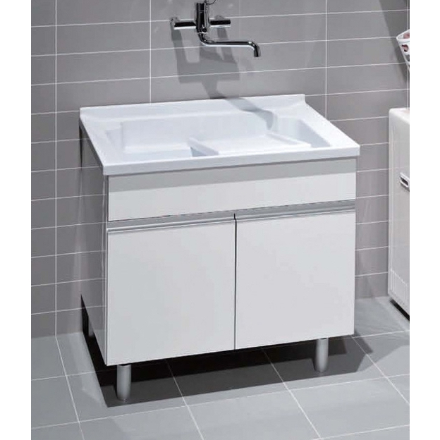 CORINS 柯林斯 75cm 人造石單槽洗衣槽 GN-75A 結晶鋼烤 內崁鋁門把浴櫃【都會區免運費】