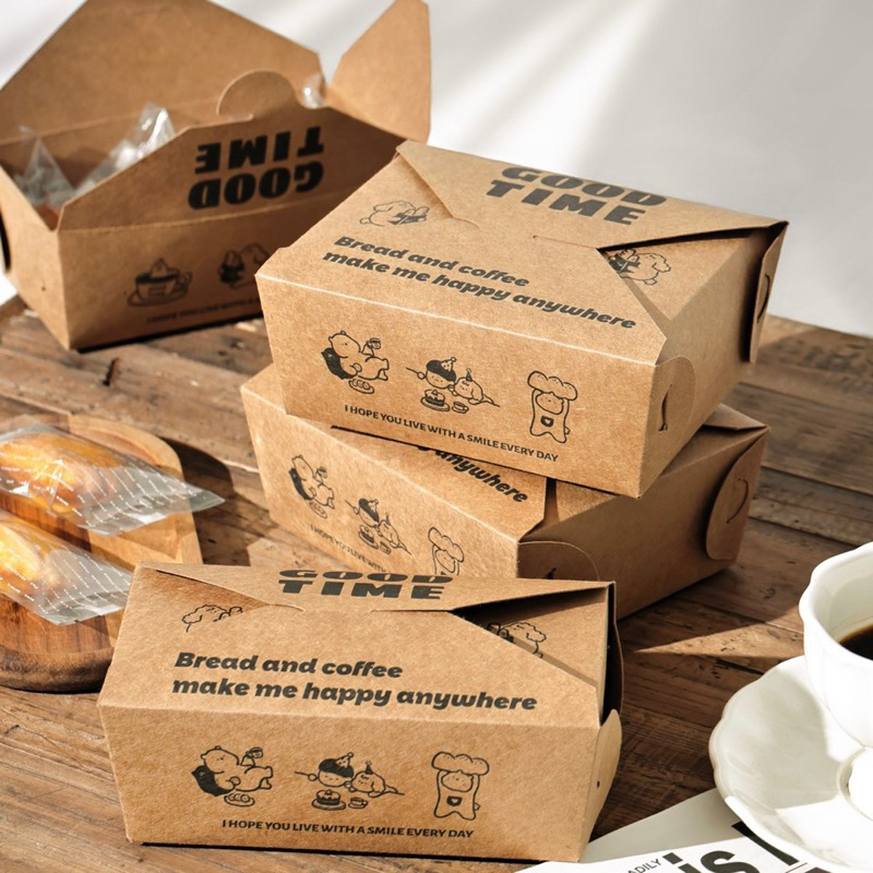 牛皮包裝盒 內層覆膜 點心盒 外帶盒 西點盒 輕食 野餐盒 餅乾盒