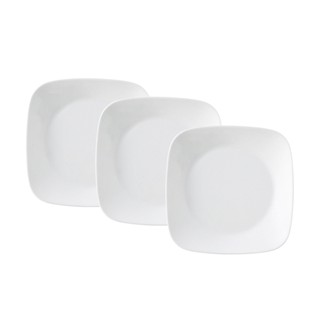 【美國康寧 CORELLE】純白方型8吋午餐盤*3入組 多件專案