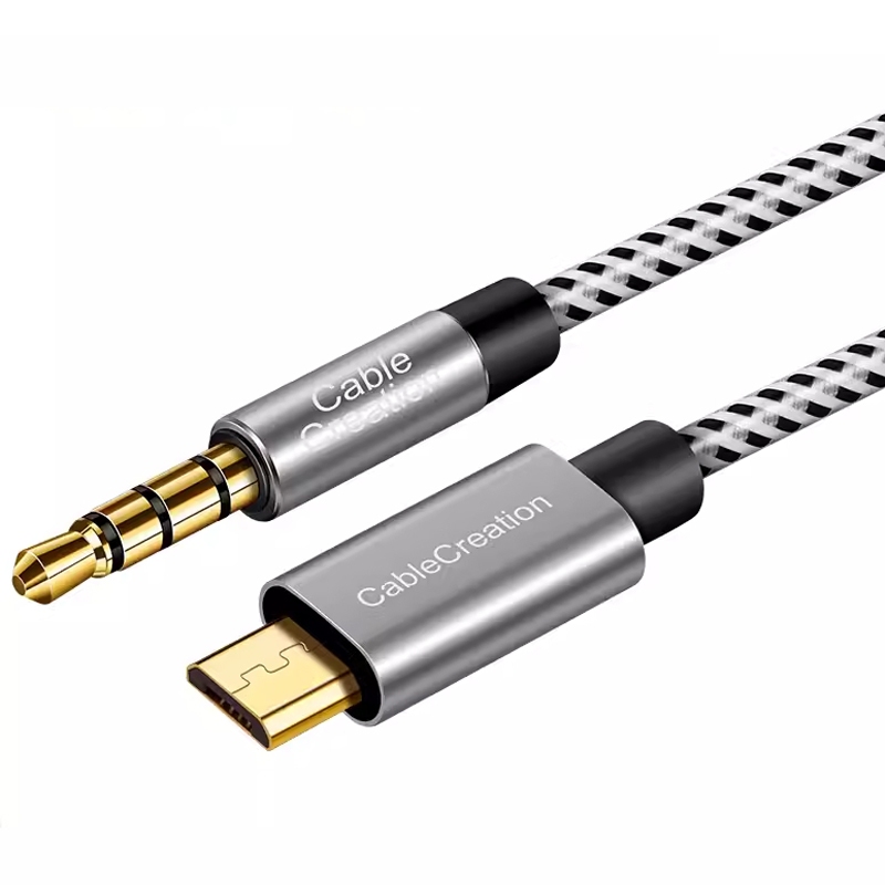 CableCreation 1~2m 手機K歌錄音線3.5mm轉Micro USB音頻傳輸線 音源線(CC0961-G)