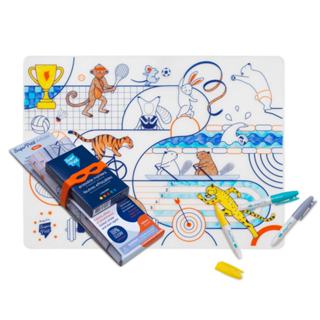 【法國 Super Petit 官方直營】矽膠彩繪餐墊 - 動物運動會 兒童玩具 玩具 益智玩具 生日禮物 親子 畫畫