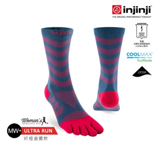 【injinji】女 Ultra Run終極系列五趾中筒襪(莓果紅)-WAA68|吸濕排汗 推薦女生 避震緩衝 馬拉松