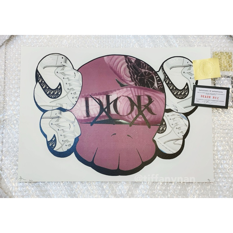 DEATH NYC 作品 保證正品 翻玩kaws dior  潮流藝術 送禮自用 現貨實拍 版畫 （均有證書、貼紙）