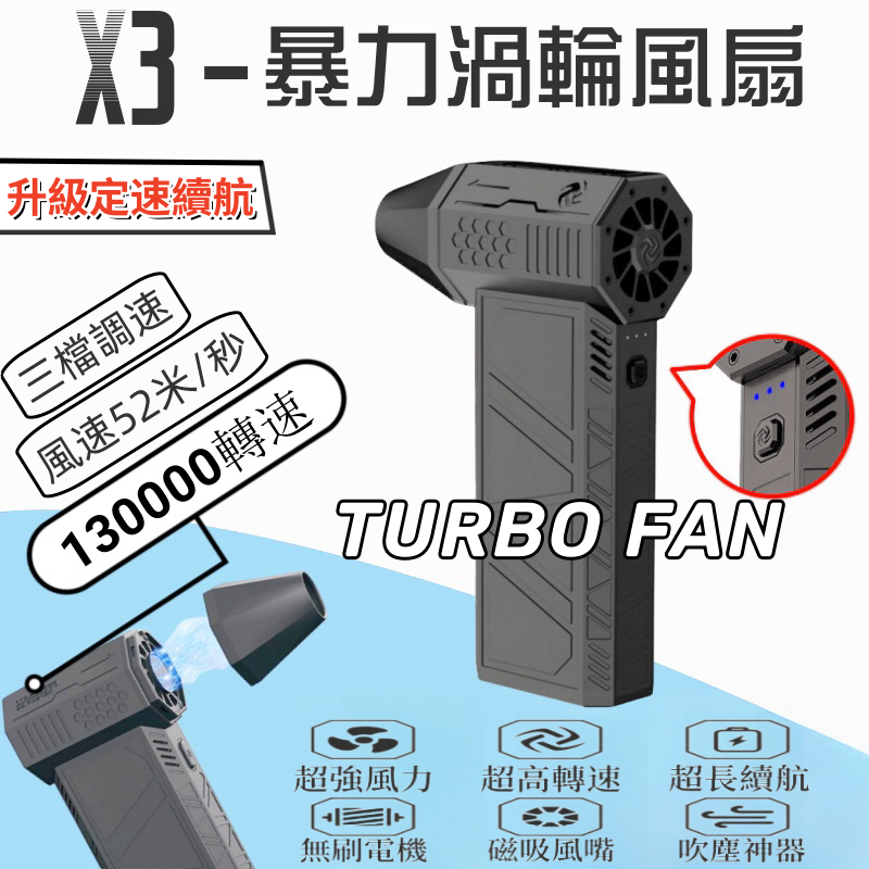 渦輪風扇 X3 Turbo無刷暴力渦輪風扇 130000RPM 無級變速渦輪風扇 迷你手持鼓風機 渦輪吹塵槍 渦輪風扇