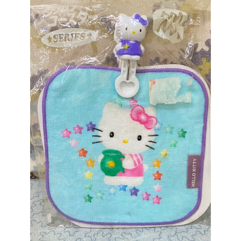 三麗鷗 Hello Kitty 凱蒂貓 水瓶座 小毛巾掛鈎夾子組 日本製 已絕版