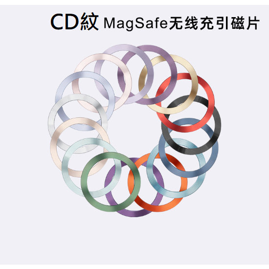 【日青】彩色CD紋鋁 Magsafe引磁片 適用iPhone 15 無線充引磁片引磁環 手機殼車載手機支架 磁鐵片