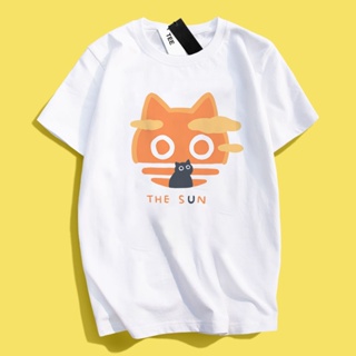 JZ TEE 夕陽下的黑貓 印花衣服短袖T恤S~2XL 男女通用版型