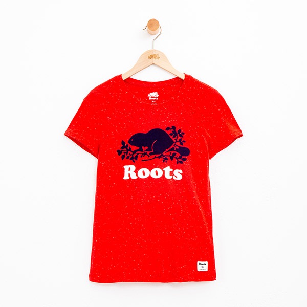 全新正品特價🔥Roots 女 經典海狸 結粒紗 短袖T恤 紅XS 1480