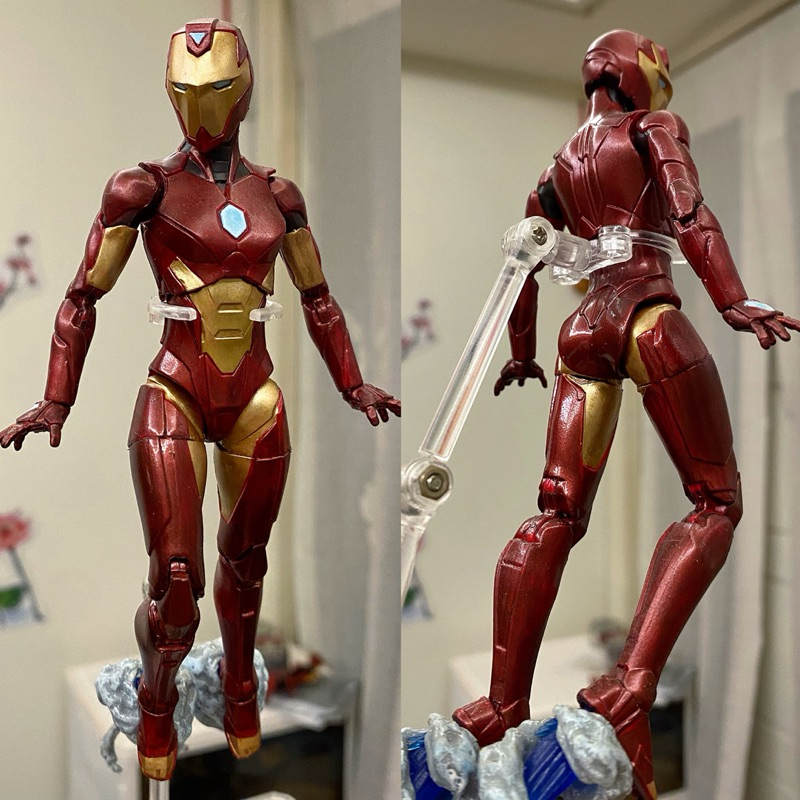 marvel legends 女鋼鐵人 鋼鐵心 重塗shf金屬配色 gk雕像特效 mafex ml mezco