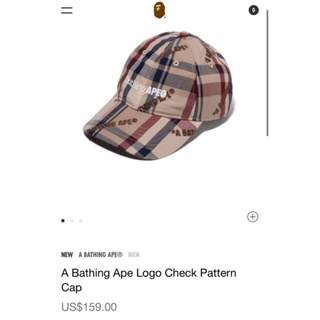 A BATHING APE® A Bathing Ape Logo Check Pattern Cap 猿人 帽子