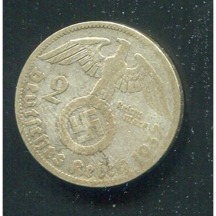 【銀幣】Germany(德國納粹), 2 Marks , K93 , 1937D #208181 品相美上VF+