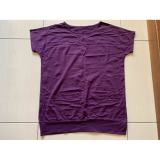 深紫色 虛線印花 短袖 上衣 T恤