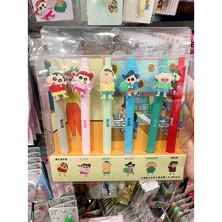 <<韓國🇰🇷文具>> 蠟筆小新按壓式彩色原子筆 六入組