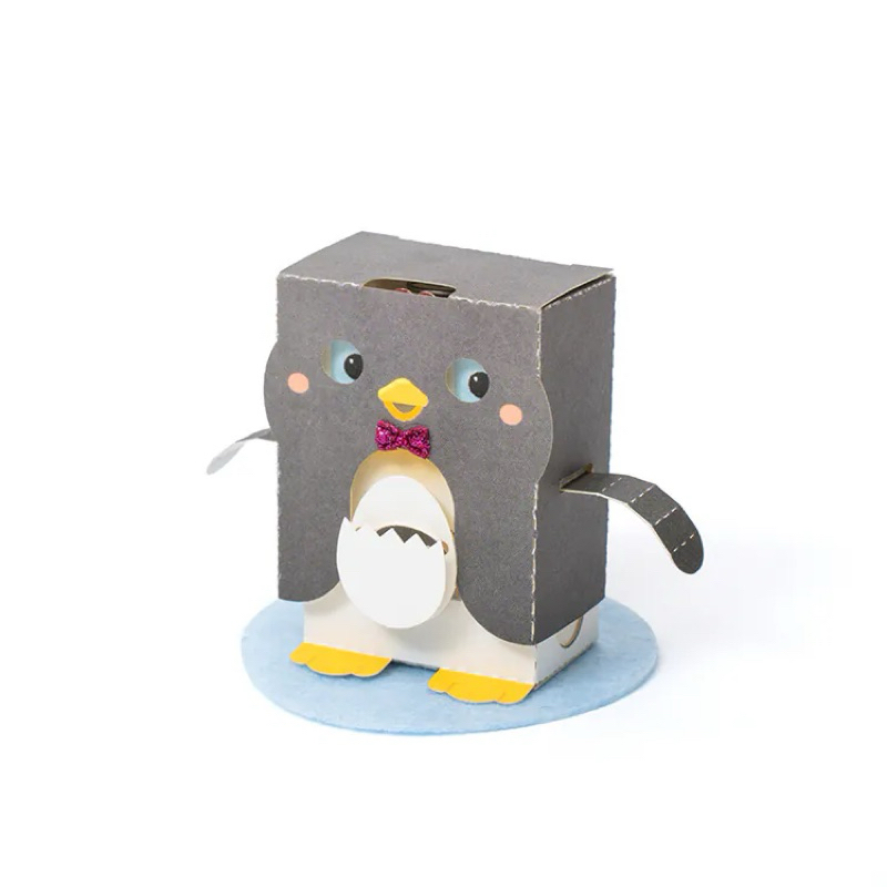 紙模型【按壓動物玩偶】企鵝 DIY 材料包 紙風景 紙雕 動物造型