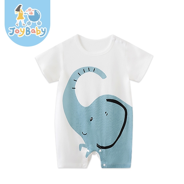 JOYBABY 童裝 大象款棉質短袖包屁衣 短袖嬰兒服 童衣 連身衣