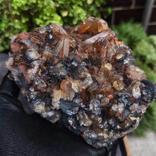 {石場}ze27約重1460g-鏡鐵礦水晶共生 鐵玫瑰 金龍 赤鐵礦 Hematite 晶簇原礦