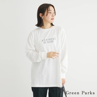 Green Parks 簡約標語打印設計長袖上衣(6A37L1C0200)