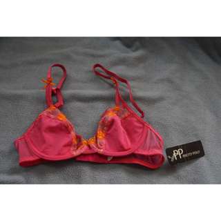 英國知名品牌 PRETTY POLLY FLORAL 胸罩 內衣 32A 紫紅色