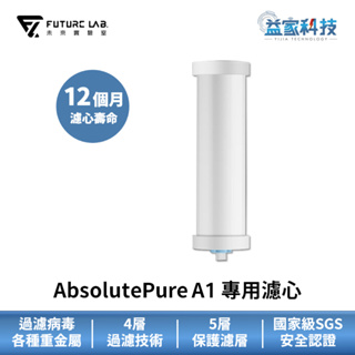 未來實驗室【AbsolutePure A1 直飲濾水器-濾芯】淨水器/濾心/12個月壽命/簡易更換/租屋族必備/益家科技